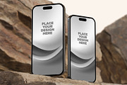 iPhone 16 Mockup with Rock – 6 PSD, an iPhone Mockup by Muhazdinata (Thumbnail 5 of 8)