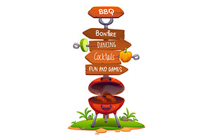Bbq party signboard, barbeque, a Food Illustration by Vector Tradition