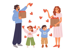 Loving parents shower their children, a Person Illustration by Vectorbuum