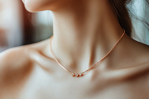 Gemstone necklace on woman's neck, a Beauty & Fashion Photo by AlyaAnd