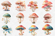 Watercolor Spring Mushrooms Clipart, an Illustration by Designworld (Thumbnail 2 of 6)