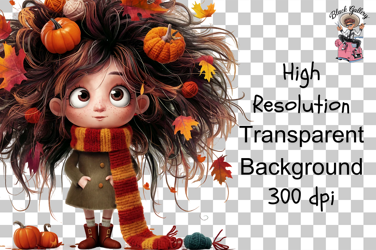 Funny Girl Fall Leaves Autumn PNG, a Graphic by Clipart Bloom (Photo 10 of 11)