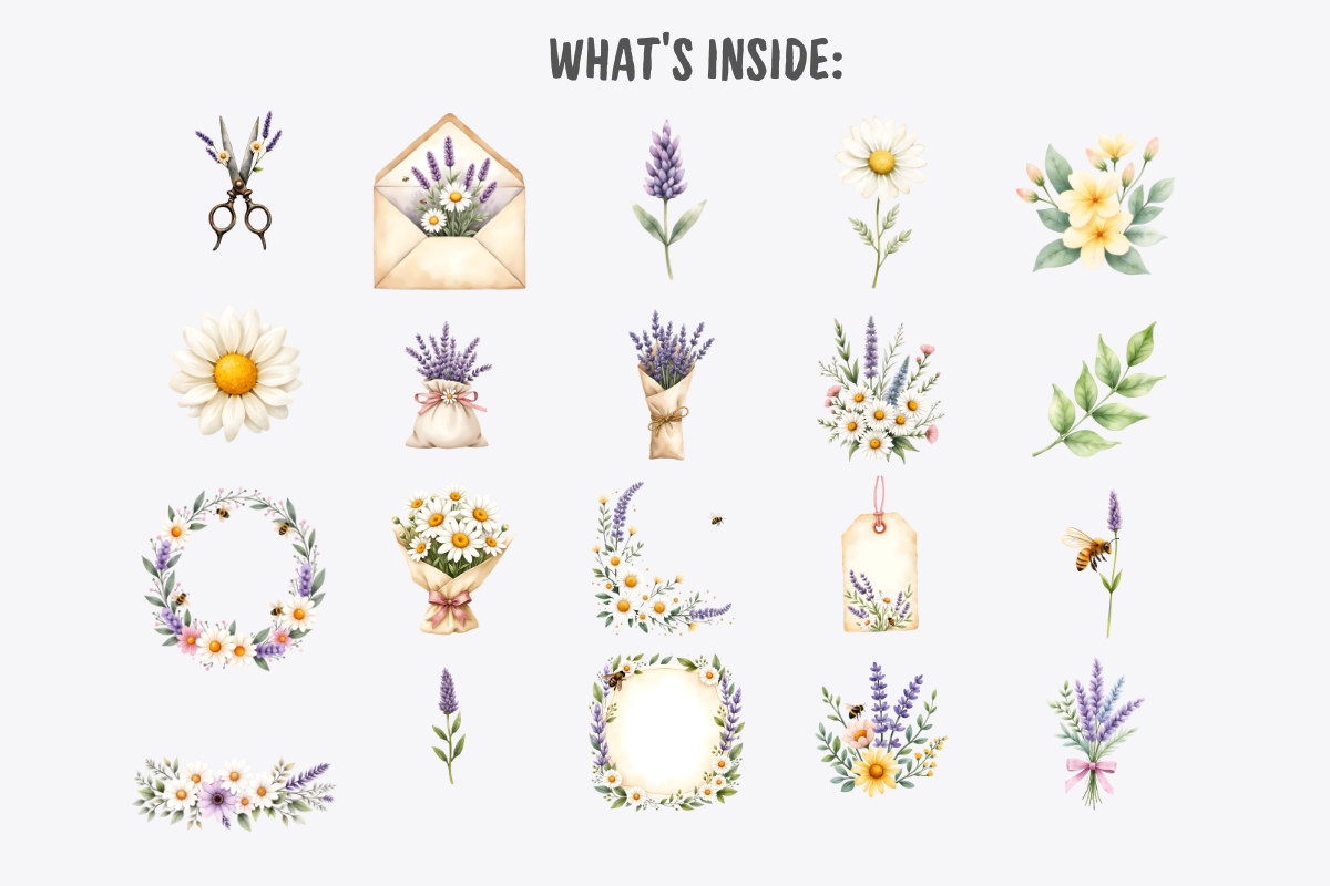 Lavender and Bees Clipart Bundle, a Decorative Illustration by Anca Digital Vibe (Photo 5 of 9)