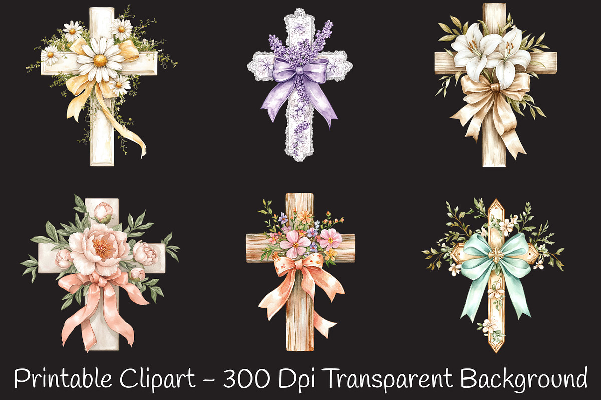 Spring Floral Cross Coquette Bow Cli, an Illustration by RobertsArt (Photo 5 of 7)