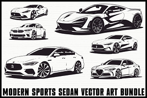 Modern Sports Car Vector Art Set, an Illustration by BIPLOB EXPERT
