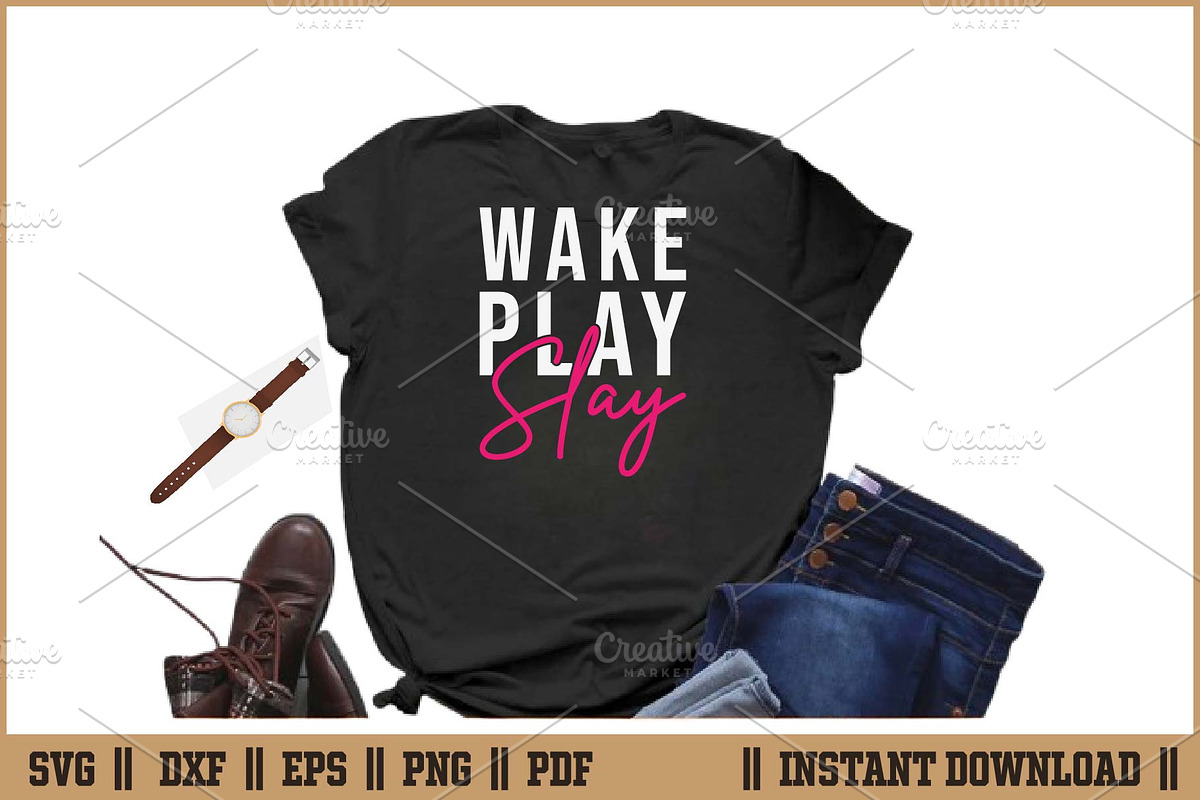 Wake Pray Slay Inspirational SVG, a Seasonal Illustration by Handy Arts Studio (Photo 2 of 3)