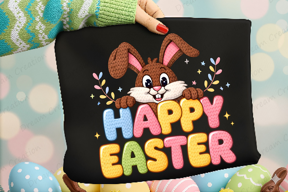 Yarn Crochet Happy Easter PNG, an Illustration by Dream Creation (Photo 1 of 6)