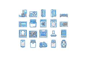 Appliances Domestic Equipment Icons, an Object Illustration by pikepicture