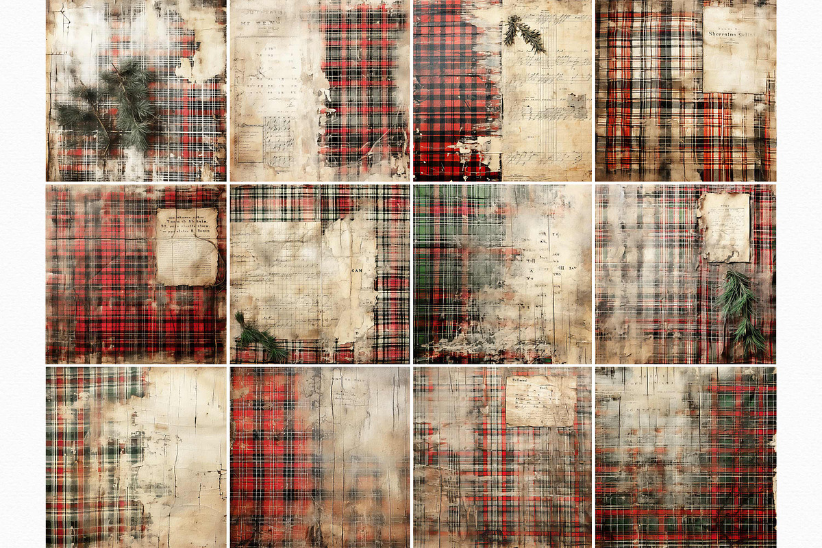 Distressed Christmas Plaids, a Decorative Illustration by rileyBgraphics (Photo 2 of 6)