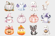 Watercolor Groovy Halloween Clipart, a Seasonal Illustration by Design Market (Thumbnail 2 of 5)