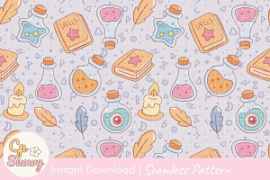 Cute Seamless Pattern Pastel Magic, a Texture Illustration by CpSnowy