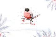 Watercolor bullfinch & snowy forest, an Animal Illustration by Peace ART (Thumbnail 9 of 9)