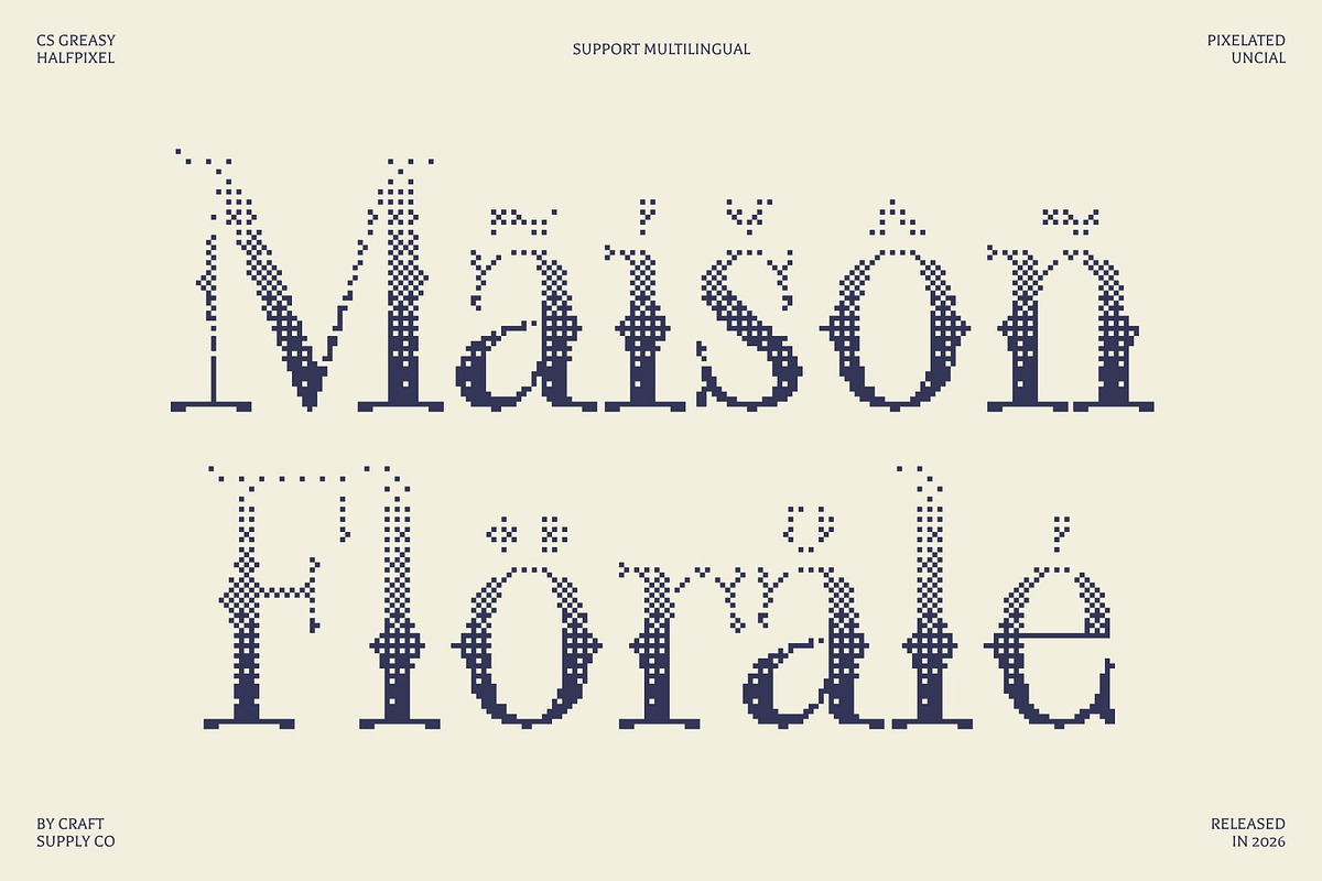 CS Greasy Halfpixel, a Serif Font by Craft Supply Co. (Photo 7 of 8)