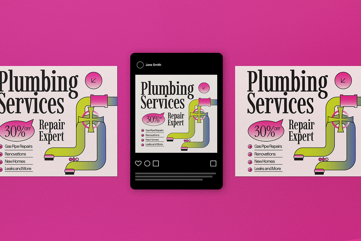 Colorful Y2K Plumbing Service Flyer, a Flyer Template by graphicook (Photo 4 of 4)