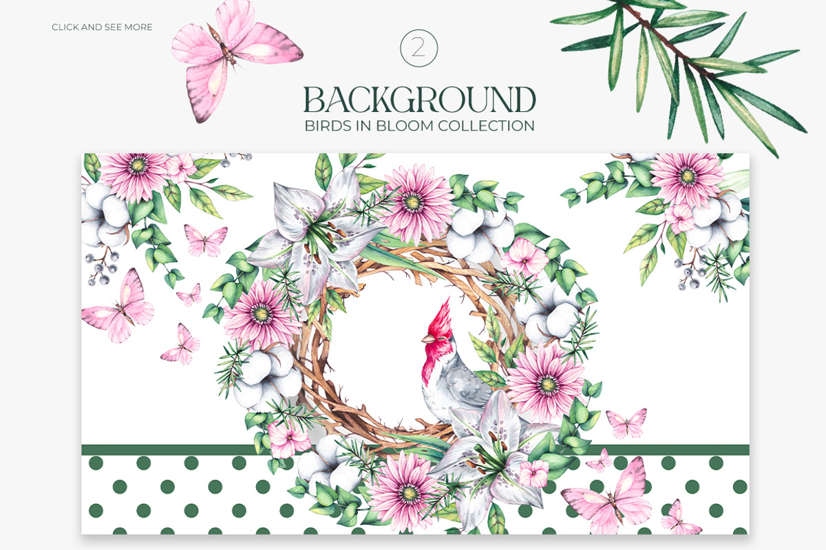 Birds in Bloom Watercolor Floral set, an Animal Illustration by SashaKondr (Photo 13 of 17)