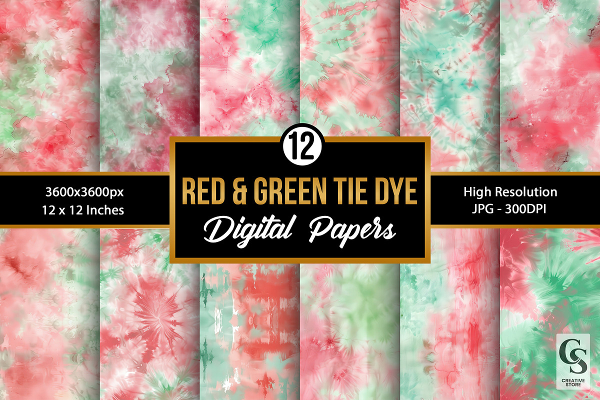Red & Green Tie Dye Seamless Pattern, a Pattern Graphic by Creative Store (Photo 1 of 5)