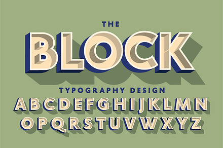 3d block typography design vector