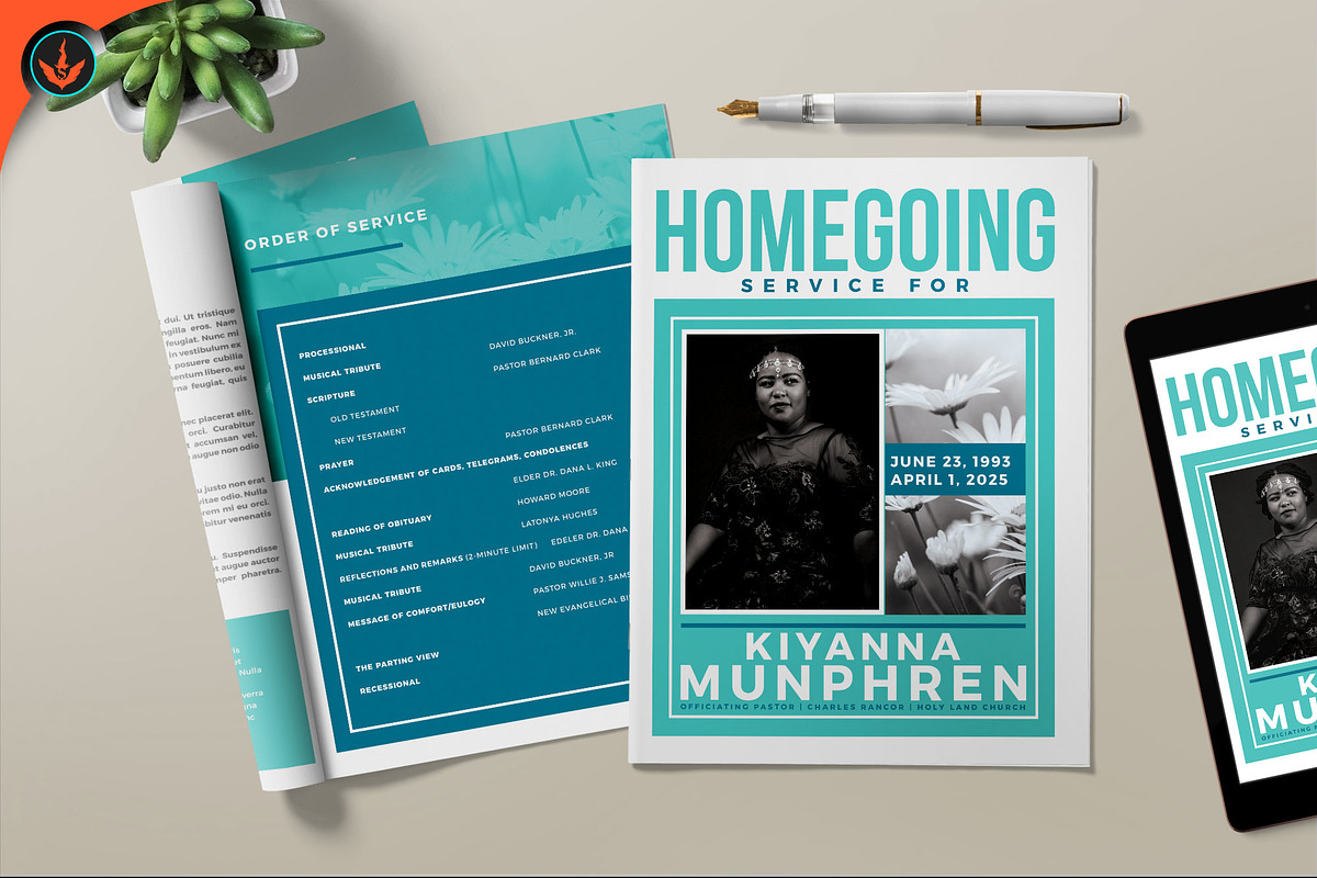 Funeral Program 34 Minimal Turquoise, a Brochure Template by SeraphimChris (Photo 5 of 7)