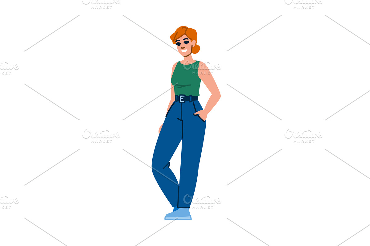 Young woman posing with hand in, an Object Illustration by pikepicture