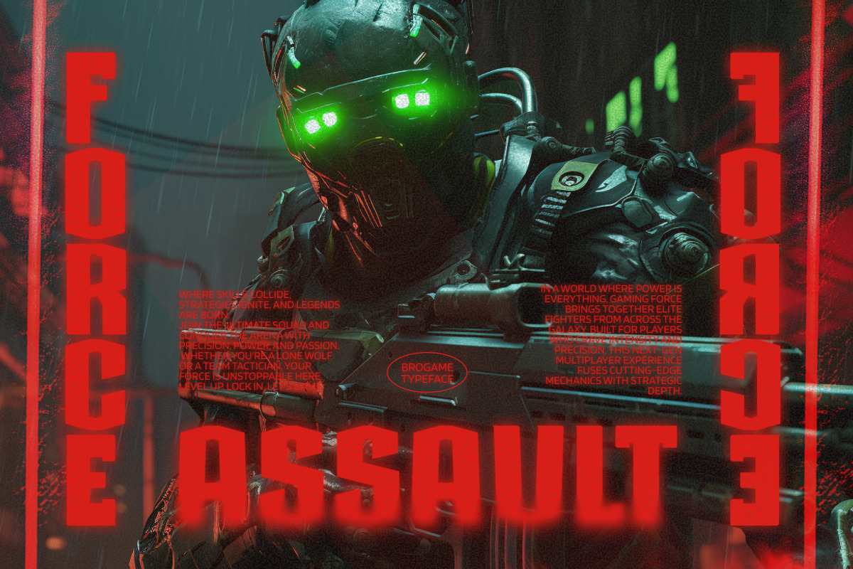 Brogame Bold Gaming Display Font, a Sans Serif Font by Vadovastd (Photo 4 of 7)