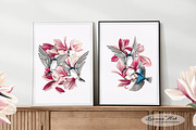Swallows with magnolias Clipart Set, a Seasonal Illustration by Leonaa art (Thumbnail 11 of 11)