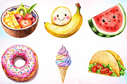 Summer Cute Fruits and Foods Clipart, an Illustration by Canvas Craft (Thumbnail 2 of 3)