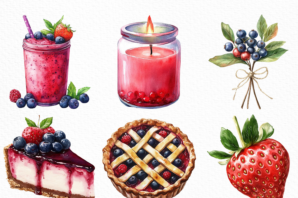 Watercolor Berry Bliss Clipart, an Illustration by Craft Nest (Photo 4 of 6)