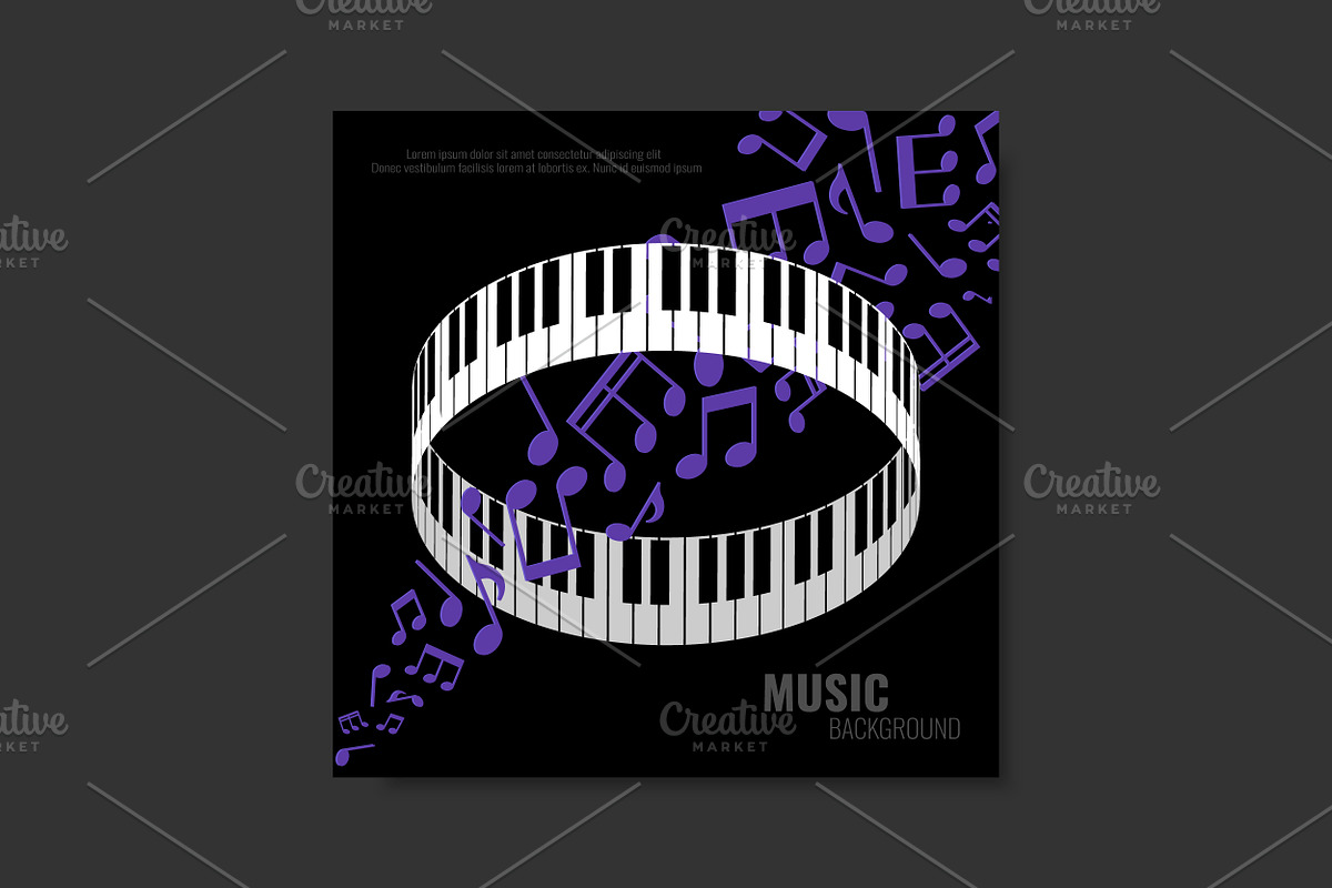 Music Background with Round Piano, a Decorative Illustration by PsychocheArt (Photo 2 of 3)