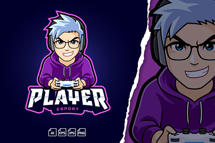 Gamer Anime Boy Logo | Branding & Logo Templates ~ Creative Market