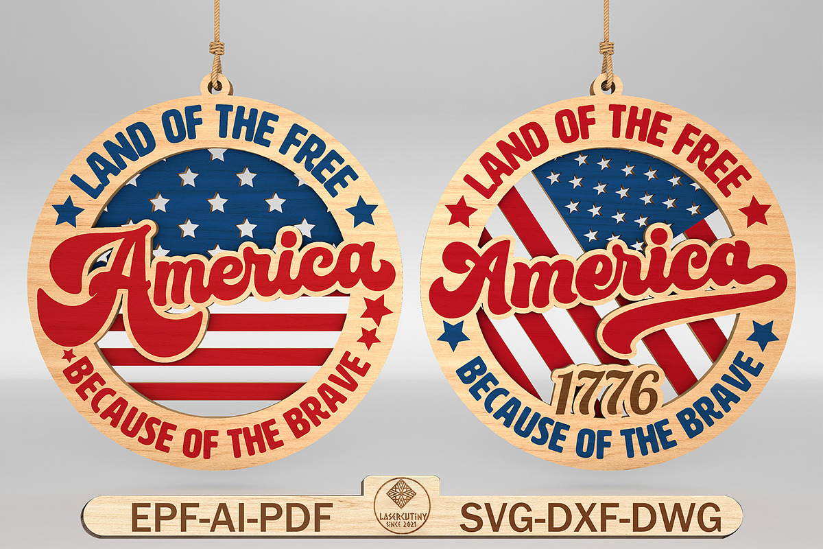 America with US flag Ornament Svg, a Pattern Graphic by Lasercutiny (Photo 1 of 2)