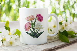 Double Tulips Vintage Flowers