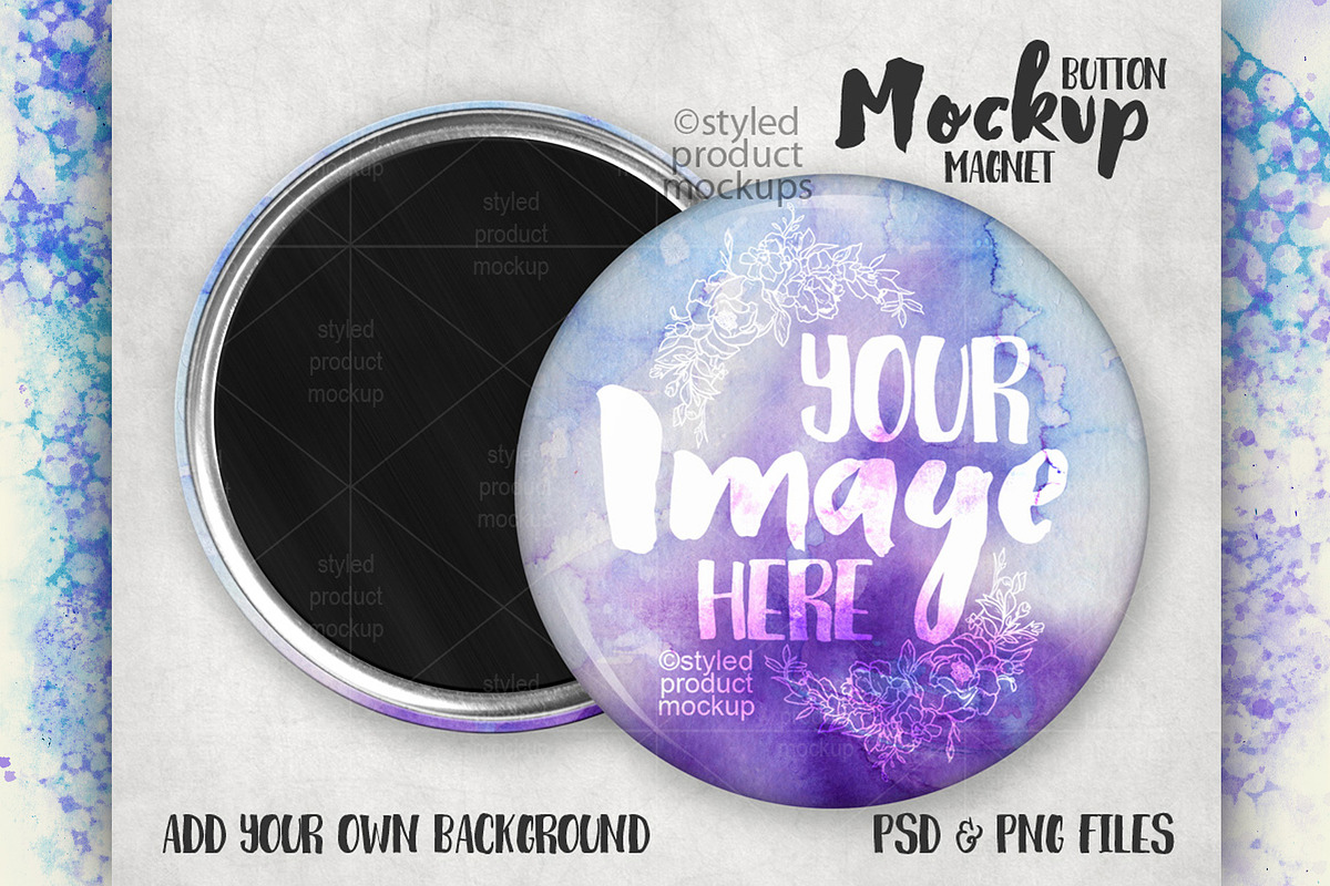 Magnet button mockup, a Mockup by StyledProductMockups