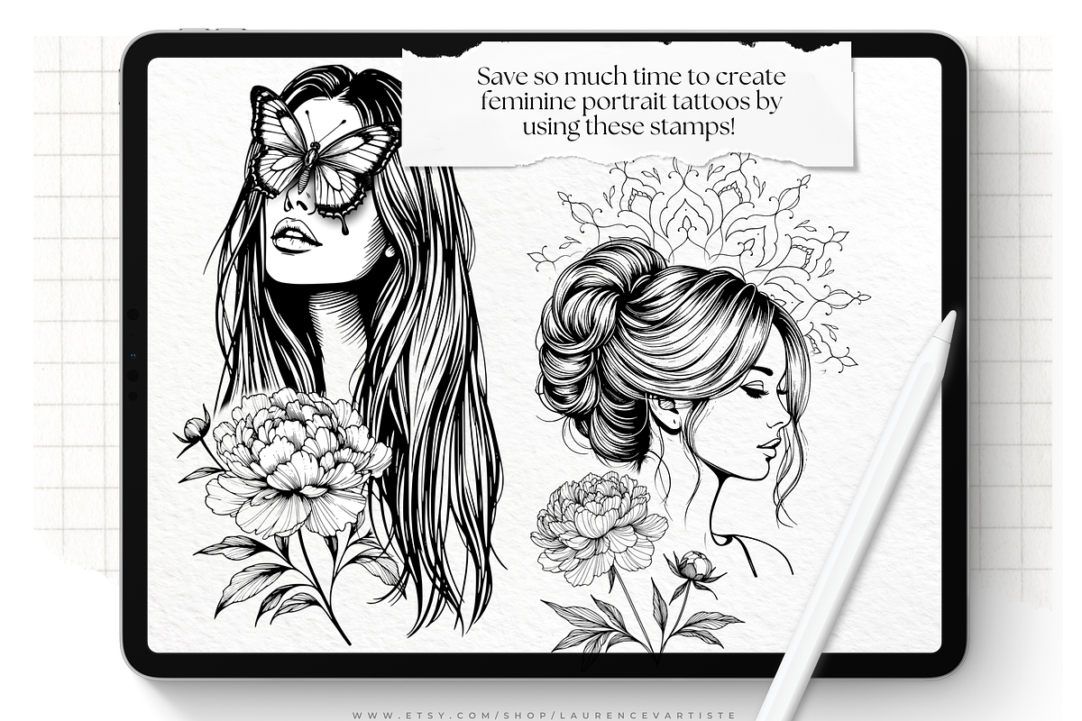 Procreate Hairstyles Portrait Stamps, a Brushes & More by LaurenceVArtiste (Photo 4 of 8)