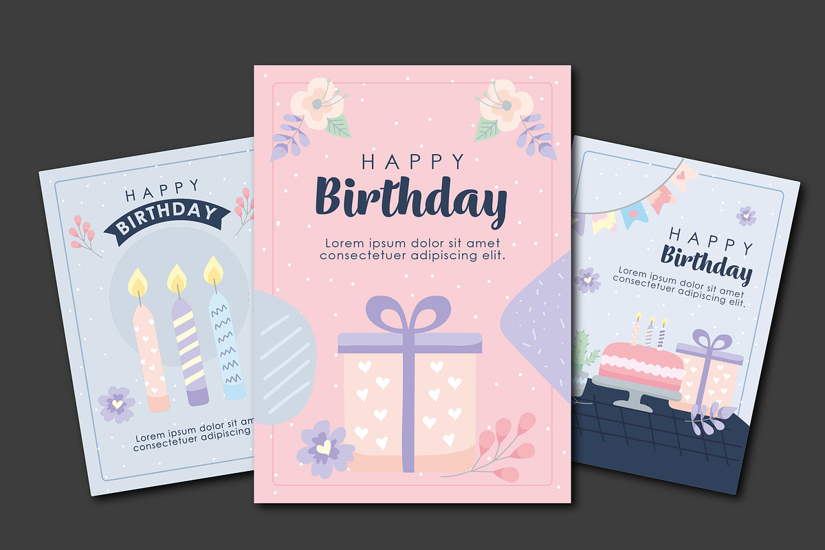 Cute Birthday Cards Set, a Templates & Theme by studiogstock (Photo 1 of 2)