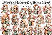 Whimsical Mother's Day Bunny Clipart, an Illustration by Daily.Designs (Thumbnail 1 of 7)