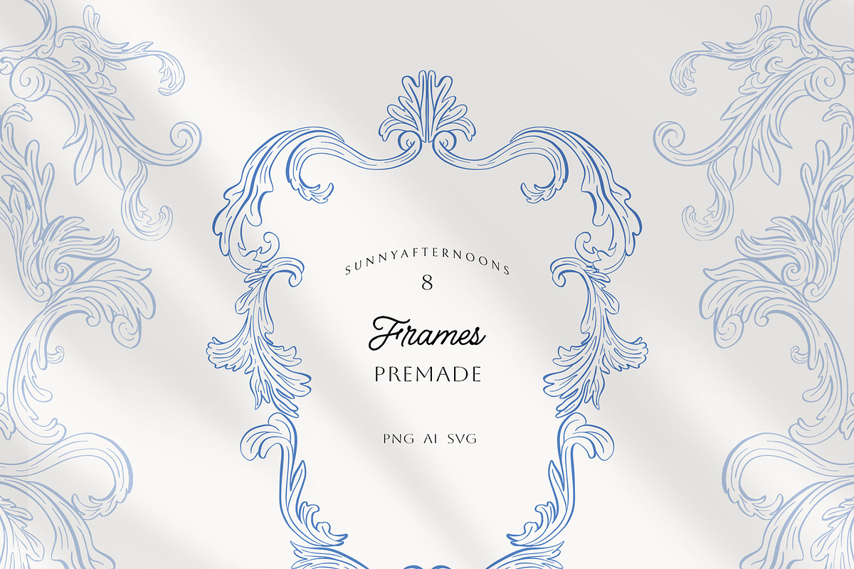 Azure Baroque LineArt, a Decorative Illustration by SunnyAfternoons (Photo 9 of 15)