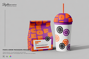 Paper Cup with Bag Mockup