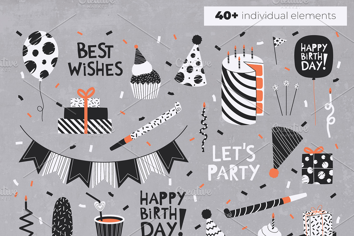 Birthday Clipart, Cards & Patterns, an Object Graphic by Panna Limon Store (Photo 3 of 7)