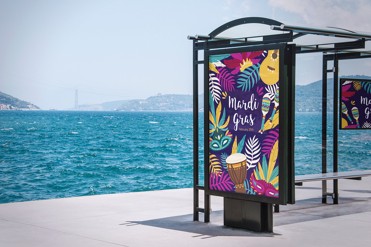Mardi Gras backgrounds bundle, a Decorative Illustration by Good Studio (Photo 9 of 11)