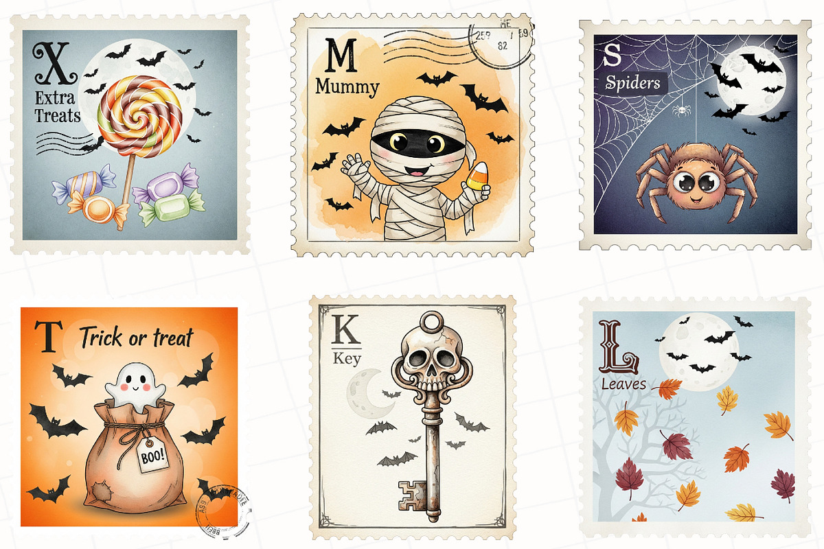 Halloween Postage Stamp Clipart, an Illustration by OK Design (Photo 4 of 5)