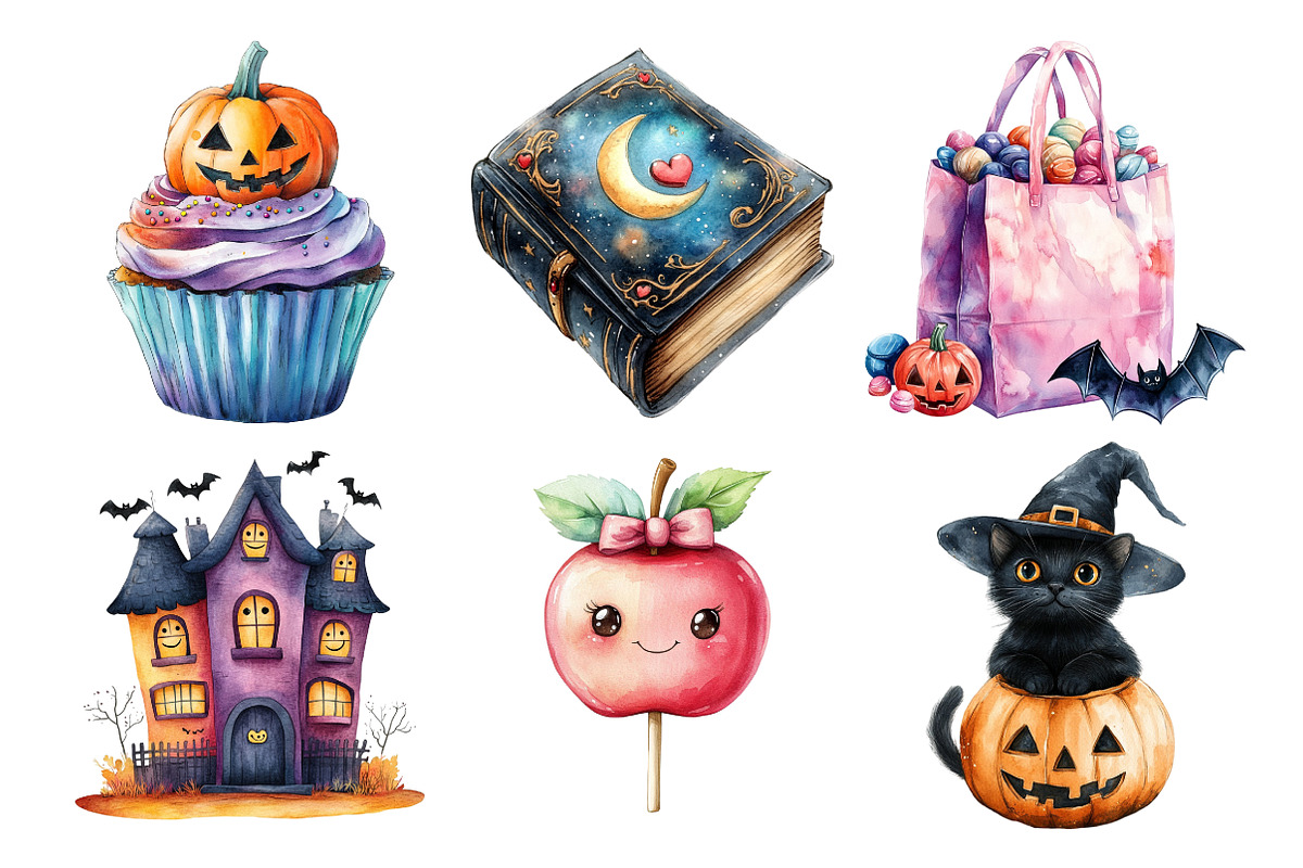 Pastel Halloween Clipart Bundle, an Illustration by Daily.Designs (Photo 2 of 4)