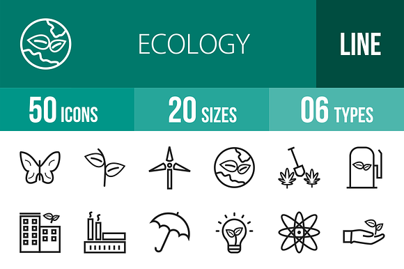50 Ecology Line Icons preview 4