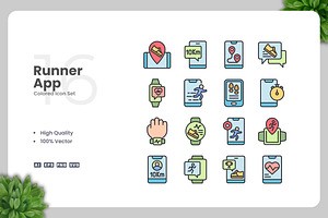 Runner App Colored Icons, an Icon by Upnowgraphic
