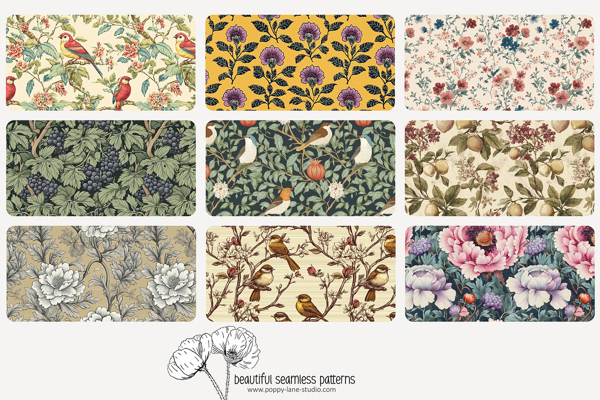 70 vintage nature seamless pattern, a Pattern Graphic by Poppy Lane Studio (Photo 5 of 10)