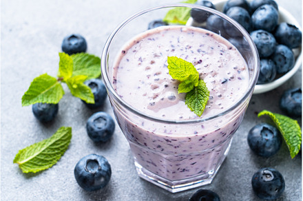Blueberry smoothie or milkshake with, a Food & Drink Photo by Nadia-nb