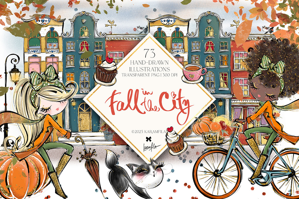 Fall City Autumn Bike PNG Clipart, a Seasonal Illustration by KaramfilaS (Photo 1 of 11)