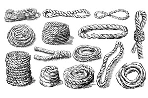 Ropes hand drawn set. Isolated rope, an Object Illustration by Valerie Bodnar