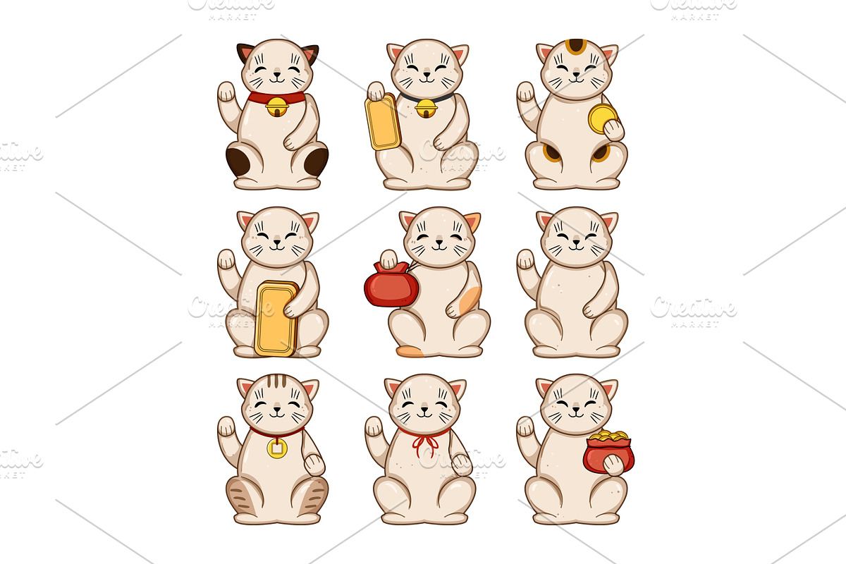 Fortune cats bringing prosperity and, an Animal Illustration by pikepicture