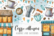 Watercolor Coffee Collection, a Decorative Illustration by Aquarellka (Thumbnail 1 of 8)