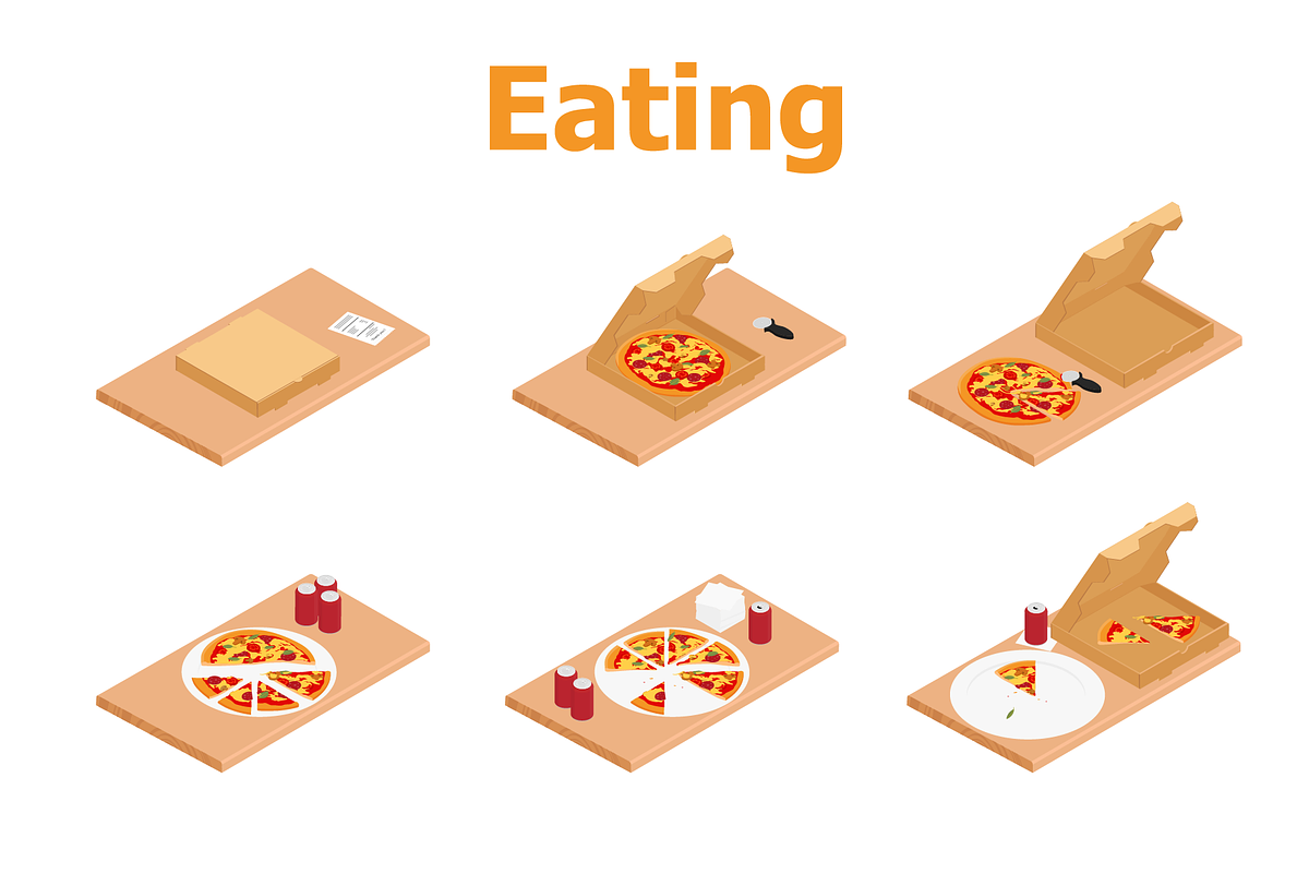 Isometric Pizza Scene Creator, a Food Illustration by Viktorijareut (Photo 6 of 7)